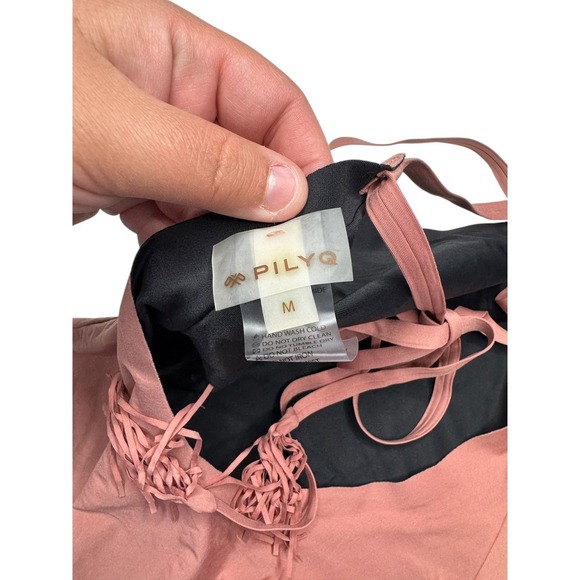 PilyQ PQ Swim One Piece Swimsuit Dusty Rose Medium Tassel Seamless Vacation - Picture 4 of 5